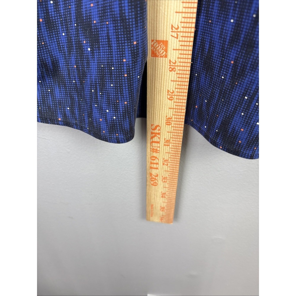 Butter Cloth Short Sleeve Button Up Shirt Size Medium Geometric Print Blue - Picture 7 of 8